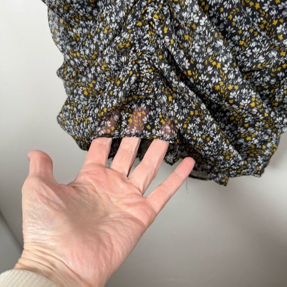 ASTR The Label Black Disty Floral Rouched Dress Size Small - Picture 9 of 14